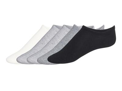 esmara 5 Paar sneakersokken (Crème/grijs/zwart, 39-42)
