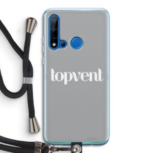 Topvent Grijs Wit: Huawei P20 Lite (2019) Transparant Hoesje met koord