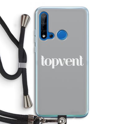 Topvent Grijs Wit: Huawei P20 Lite (2019) Transparant Hoesje met koord