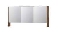 INK SPK3 spiegelkast met 3 dubbel gespiegelde deuren, open planchet, stopcontact en schakelaar 160 x 14 x 74 cm, noten