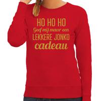 Foute kersttrui/sweater voor dames - Hohoho jonko cadeau - rood - glitter goud