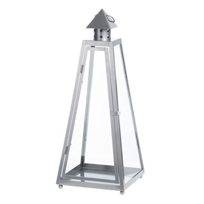 Flancy Flames Windlicht - grijs - metaal - lantaarn - 21,8 x 21,8 x 54,3 cm