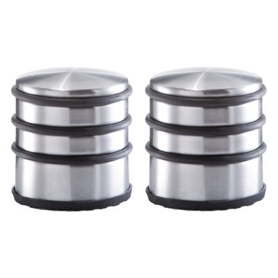 Set van 3x stuks RVS deurstoppers rond 6,5 x 7 cm