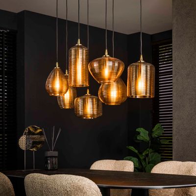 LifestyleFurn Hanglamp 'Kirin' Glas, 4+3-lamps