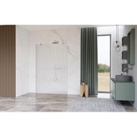 Fortifura Galeria Vrijstaande Inloopdouche - 90x200cm - Helder geribbeld - antikalk - 8mm veiligheidsglas - wandsteunen - Chroom SW927766 2x/SW797951