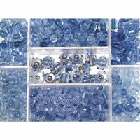Lichtblauwe glaskralen in opbergdoos 115 gram hobbymateriaal   -