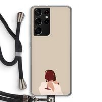 I drink wine: Samsung Galaxy S21 Ultra Transparant Hoesje met koord
