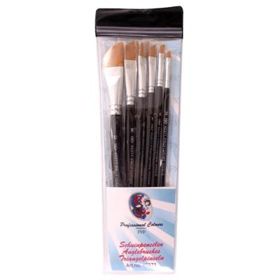 Schmink / grimeer penselen - set van 6x - platte schuine punt - diverse maten