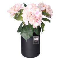 Kunstbloem Hortensia tak - 2x - roze - 48 cm - losse steel - Kunst zijdebloemen - hydrangea