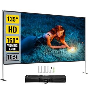 VEVOR Beamer Scherm Projectorscherm Projector Screen 135 in Beamer Projectieschermen Opvouwbaar Projectiescherm met Standaard 16:9 Hd Projectiescherm