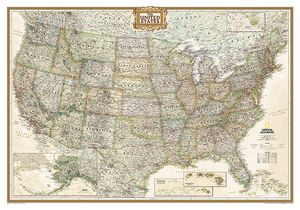 Wandkaart USA - Verenigde Staten Antiek, 111 x 77 cm | National Geographic