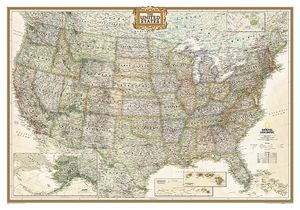 Wandkaart USA - Verenigde Staten Antiek, 111 x 77 cm | National Geographic