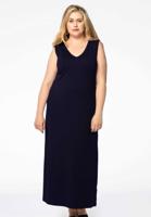 Yoek Maxi jurk v-hals | Blauw | Maat 58/60
