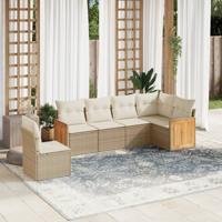 6-delige Loungeset met kussens poly rattan beige 6-delige Loungeset met kussens poly rattan beige