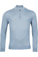 Thomas Maine Half-Zip Sweater lichtblauw, Effen - thumbnail
