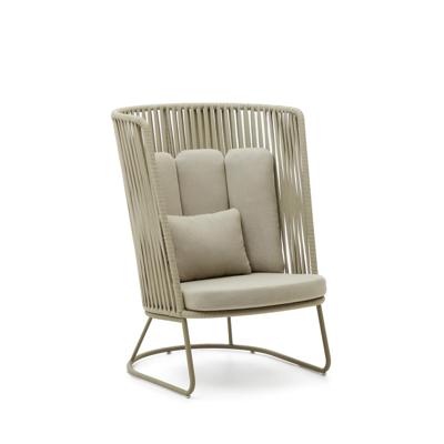 Kave Home Outdoor Fauteuil 'Saconca' Met hoge rug, Gevlochten touw, kleur Groen