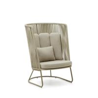 Kave Home Outdoor Fauteuil 'Saconca' Met hoge rug, Gevlochten touw, kleur Groen