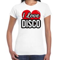 I love disco verkleed t-shirt wit voor dames - Disco party verkleed outfit 2XL  - - thumbnail
