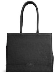 MUUD Bina XL Black - Handgemaakt leren shopper met afneembare portemonnee 35x43x18cm