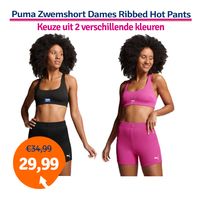 Puma Zwemshort Dames Ribbed Hot Pants Neon Pink-XL - thumbnail