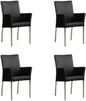 Set van 4 Zwarte leren moderne eetkamerstoelen Comfort - Toledo Leer Nero (zwart leer)