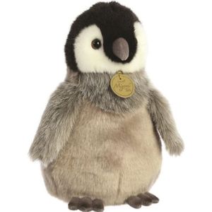 Aurora Miyoni Pluche knuffeldier Pinguin kuiken - grijs - 23 cm - Artic thema