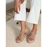 Dames Sandalen Blingbling schoenen Boho Comfortabele schoenen Vakantie Strand Zomer Strass Platte hak Elegant Bohemen Vakantie Imitatieleer Elastiekje Zilver Zwart Goud Lightinthebox - thumbnail