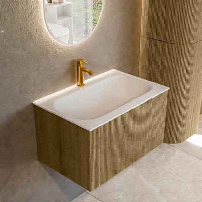 Badmeubel Mondiaz Kurve | 70 cm cm | Meubelkleur Dusk | Wastafelkleur Talc | Solid surface | Wasbak midden spoelbak | 1 kraangat