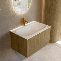 Badmeubel Mondiaz Kurve | 70 cm cm | Meubelkleur Dusk | Wastafelkleur Talc | Solid surface | Wasbak midden spoelbak | 1 kraangat