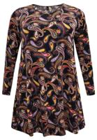 Yoek Tuniek wide bottom PAISLEY | Zwart | Maat 42/44