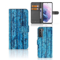 Samsung Galaxy S21 Plus Book Style Case Wood Blue