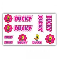 Kinder-fiets-transfers set ducky roze 14x20cm - thumbnail