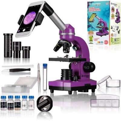 BIOLUX SEL studentenmicroscoop - BRESSER JUNIOR - 40x-1600x vergroting - experimenteerset - paars
