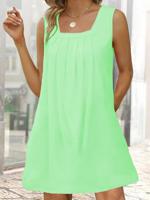 Spaghetti Loose Plain Casual Dress