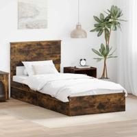 Bedframe met lade Gerookt eiken 90 x 200 cm Bewerkt hout