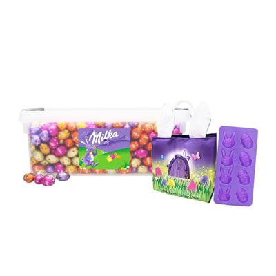 Milka paaseitjes met paasmandje - ca 6 kg