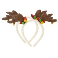 Kerst diadeem/haarband - 2x - rendier gewei - bruin - 21 cm