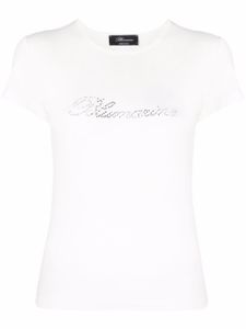 Blumarine t-shirt à logo strassé - Blanc