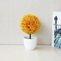 Desktop simulatie plant mini gras bal Bonsai ingericht kunststof bloem Cherry Blossom sneeuwbal kunstmatige bloemen (oranje)