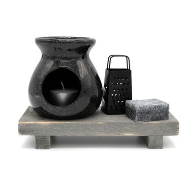 Amberblokjes/geurblokjes cadeauset 4-delig - musk geur - inclusief geurbrander en rasp Amberblokjes/geurblokjes cadeauset 4-delig - musk geur - inclusief geurbrander en rasp