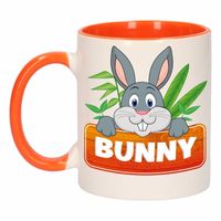 Kinder konijnen mok / beker Bunny oranje / wit 300 ml - thumbnail