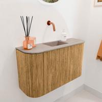 Toiletmeubel Mondiaz Joya Dlux | 73.2 cm | Meubelkleur Oak | Faye wastafel Saba Wasbak Midden | Zonder kraangat(en)