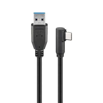 Goobay USB 3.2 GEN 1 (USB3.0) Aansluitkabel - USB-C naar USB-A - 5Gbit/s - USB adapter - OTG kabel - USB-C naar USB-A aansluitkabel - 0.5m - 90° - 5Gbit/s - GEN 1 - zwart