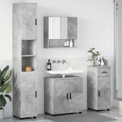 Badkamermeubelset 4 pcs Betongrijs 61 x 35 x 64 cm Bewerkt hout