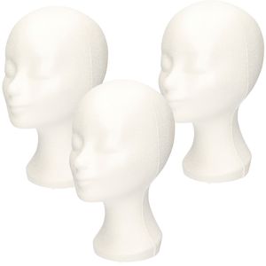 Etalage materiaal paspop hoofden wit 30 cm 4 stuks