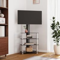 Tv-standaard hoek 4-laags voor 32-70 inch zwart en zilverkleur
