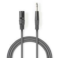 Gebalanceerde XLR-Audiokabel | XLR 3-pins male - 6,35 mm male | 1,5 m | Grijs