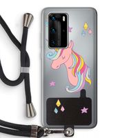 Roze eenhoorn: Huawei P40 Pro Transparant Hoesje met koord