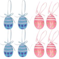 Decoratie paaseieren hangend 12x roze/blauw piepschuim 6 cm