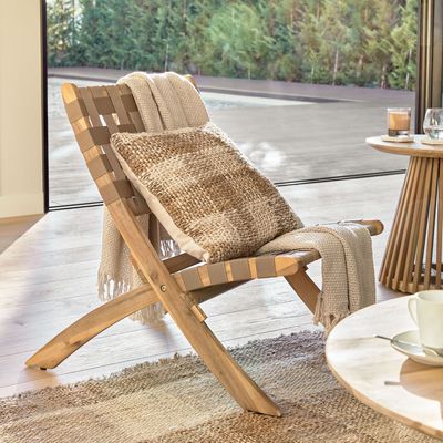 Kave Home Loungestoel 'Chabeli' Acaciahout, kleur Beige Kave Home Loungestoel 'Chabeli' Acaciahout, kleur Beige